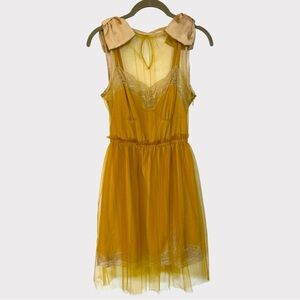 RODARTE x Target Yellow Tulle Lace Mini Slip Dress with Bow Detail- Size XS